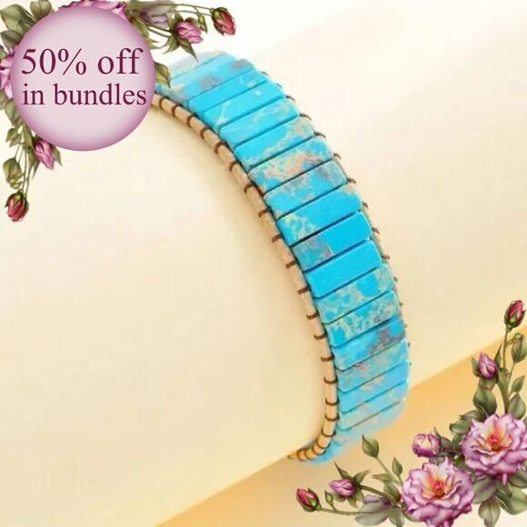 Bohemian Style Square Stone Beaded Multi-layer Braided Pu Leather Bracelet - Picture 1 of 13